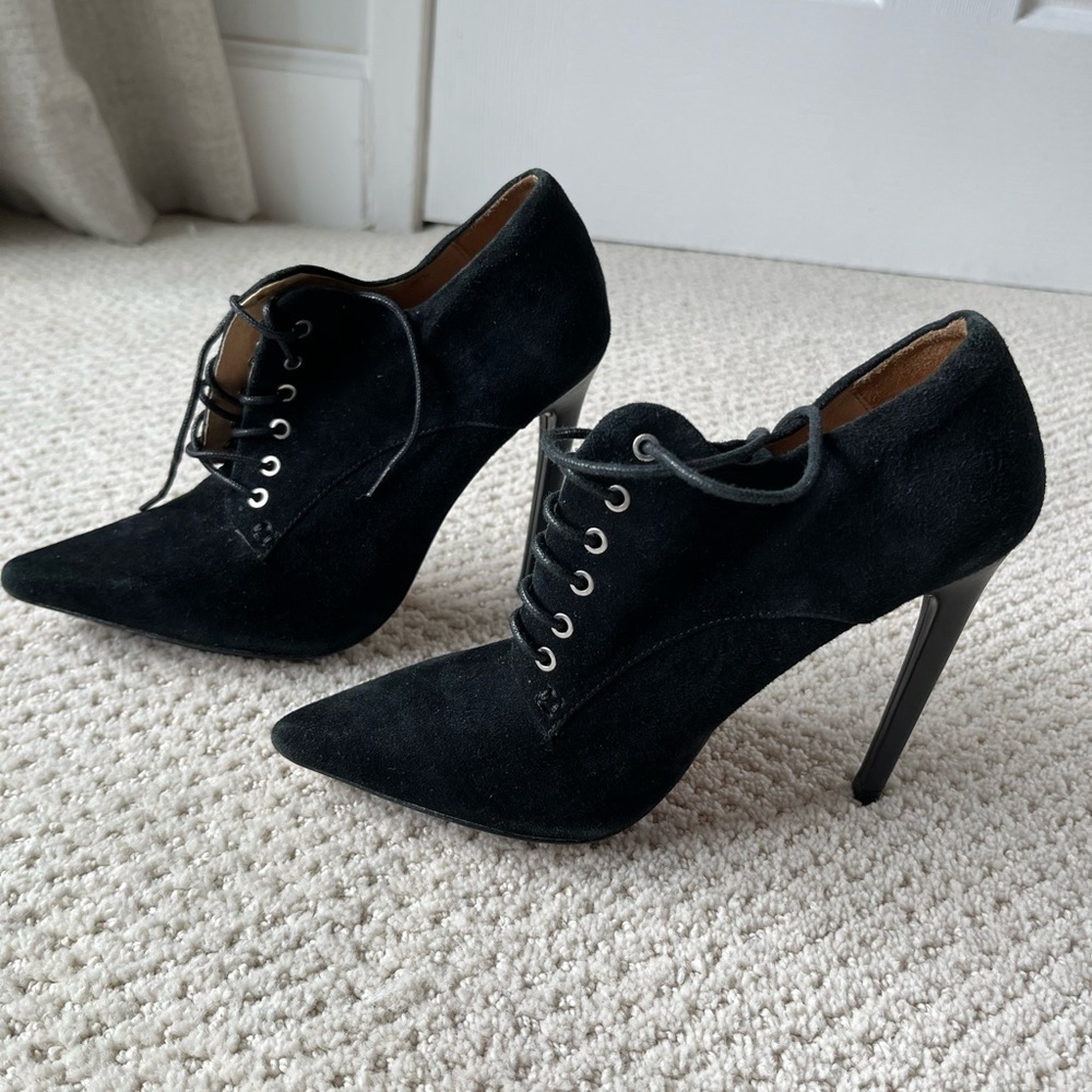 L.A.M.B. Black Lace-Up Heels